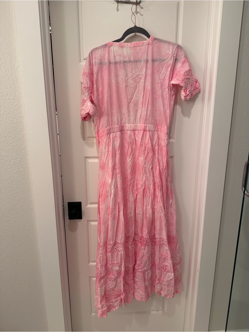 LoveShackFancy Pink Lace-Trim Midi Dress - Picture 3 of 5